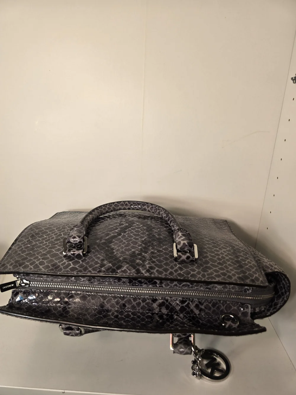 Michael Kors Gray Snake-Print Satchel